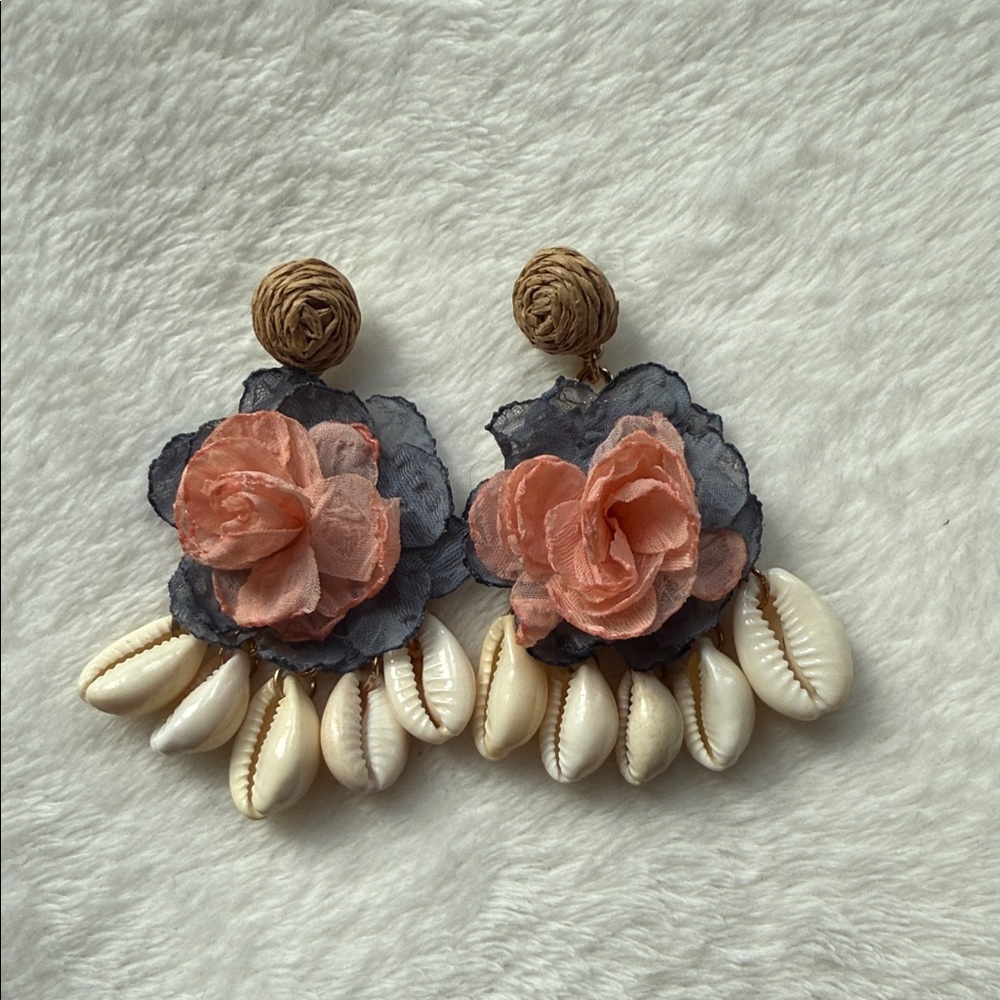Floral Shell Drop Earrings